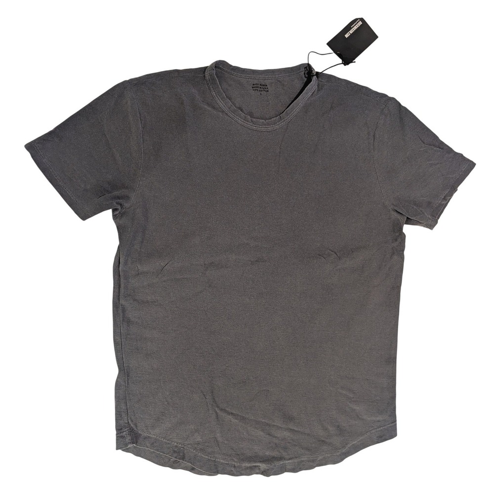 Buck Mason Tough-Knit Curved Hem Tee Soft Blue Venice Wash Cotton Small BM11001